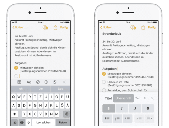 iOS 11 Notizen, Bild: Apple